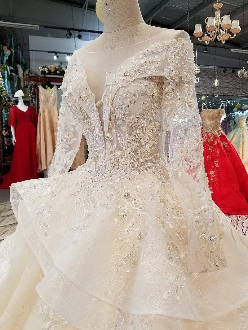 LS33441 свадебное платье с рукавамиЛонг Иллюзия рукавом нарядное платье Круглая горловина прозрачный открытой спиной 2018 Популярные баски