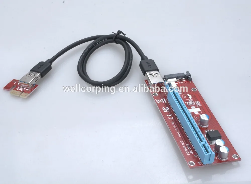 Wellcore Mini pci-e 1x USB 3.0 кабель PCIe Riser USB, второе поколение pci-e USB стояка - Цвет: SATA