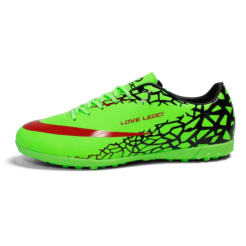 LEOCI, унисекс, мужская, женская, детская TF футбольная обувь, спортивная обувь, противоскользящие футбольные бутсы, размер 33-44, 4 цвета - Цвет: Green