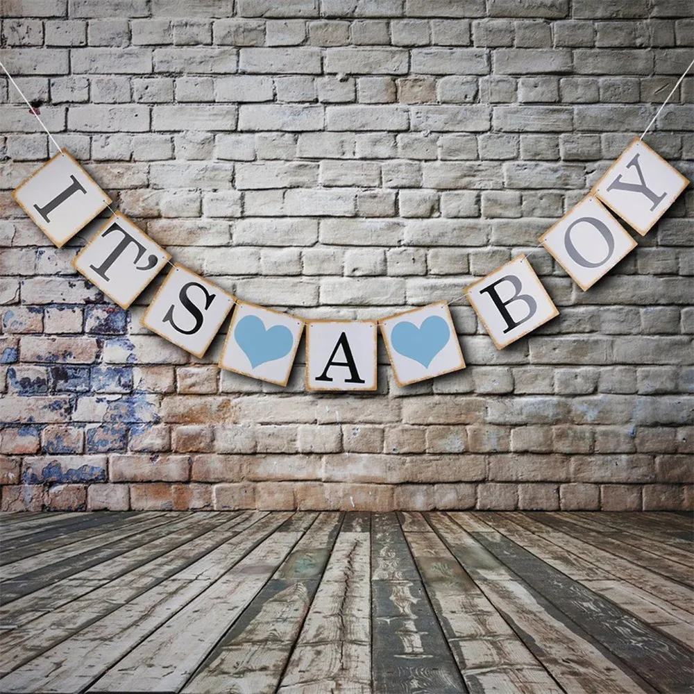 

Paper Photo booth Props blue Baby Shower Banner Its A Boy Bunting flag Garland birthday supplies Party fun Hanging Decoration