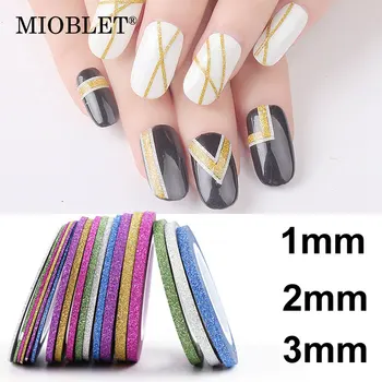 

6Pc/lot Gold Silver Scrub Metal Sticker Decal 6 Colors 1mm 2mm 3mm Nail Striping Tape Line For DIY Nails Decorations Decal Tools
