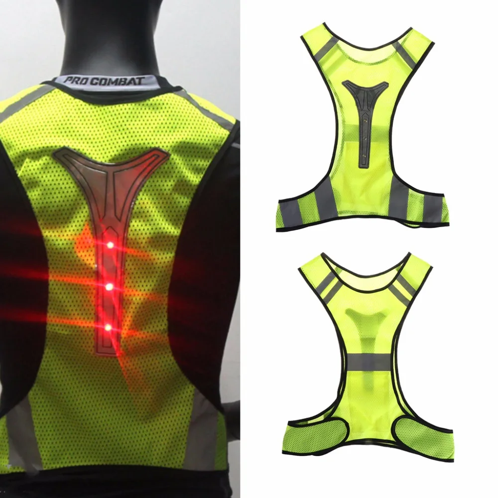 

Vertvie Cycling Reflective Vest LED Outdoor Safety Jogging Sportswear Night Mesh Breathable Visibility Running Tops with Lights