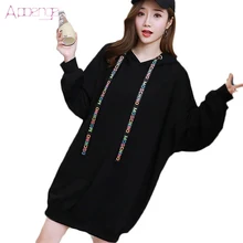APOENGE Autumn and Winter Dress 2017 New Women Hoodies Dresses Causal Loose Sweatershirt Dresses Female Long Vestidos LZ568