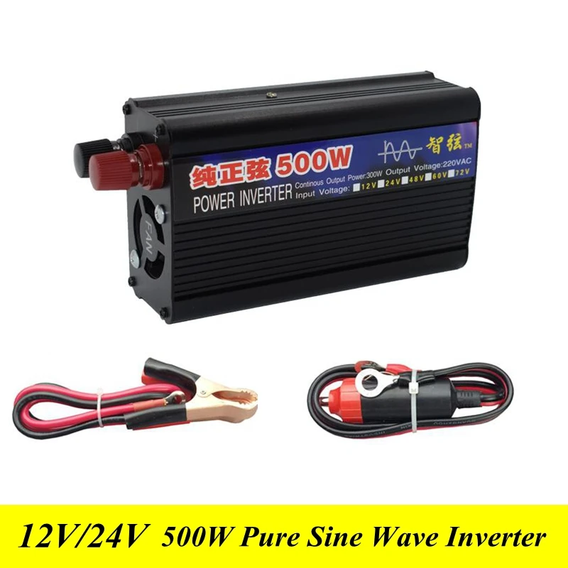 

Pure Sine Wave Power Inverter Peak Power 500W DC/AC Inverter Converter DC 12V/24 to AC 220V for Solar Energy Systems