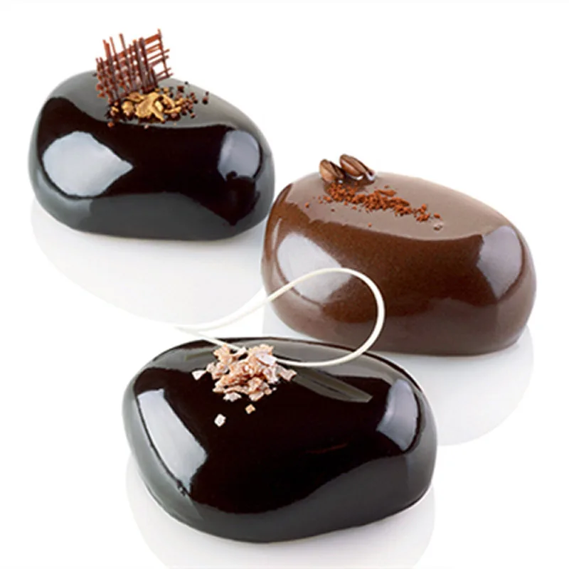 1 шт. силиконовая форма белый 6 полости супер яркий эллиптический галька камень силиконовая форма для торта шоколадные Желе Десерт помадка плесень