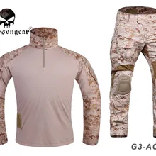 Военный Airsoft BDU боевая униформа ЭМЕРСОН Тактический Gen3 рубашка и брюки наколенники AOR1 EM8575 EM7026