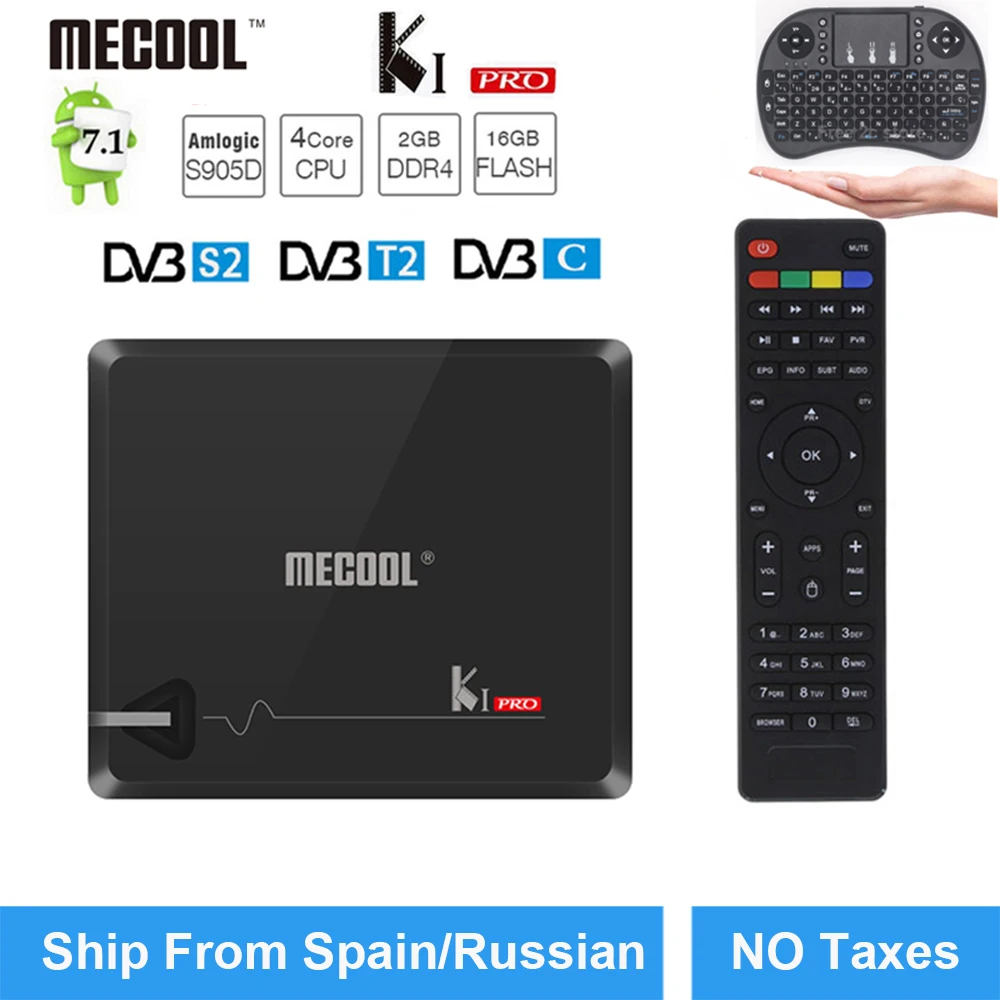 

KI Pro Android TV Box 2GB 16GB DVB-T2 DVB-S2 Android7.1 Amlogic S905D Dual WIFI KI pro 4K Smart TV Box+i8 Keyboard Support Cccam
