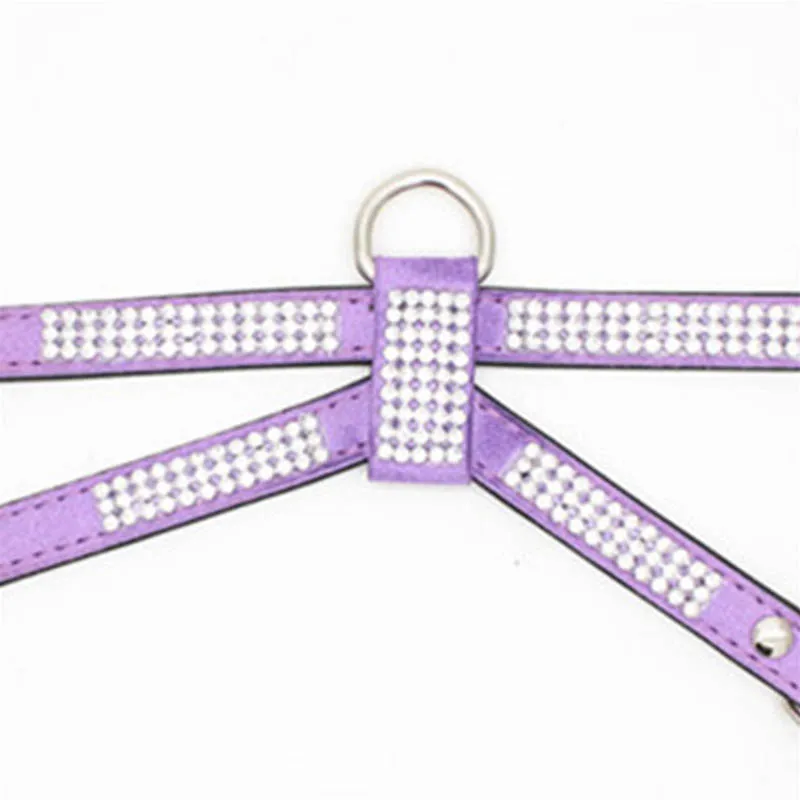 Dog Collar Adjustable Pet Products pet Necklace Dog Harness Leash Quick Release Bling Rhinestone 1 PC PU Leather