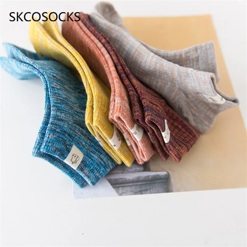 

SKCOSOCKS Spring Autumn Men Cotton Ankle Socks for Men's Business Casual Solid Colors Short Socks Male Sock Slippers One Pair