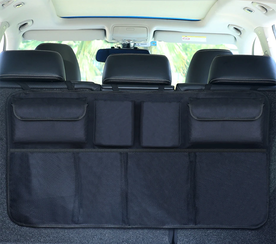 Органайзер для багажника автомобиля, регулируемая сумка для хранения на заднем сиденье, Сетчатая Сумка с высокой емкостью, многофункциональные органайзеры на заднем сиденье автомобиля Oxford CTOB01