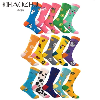 

CHAOZHU Brand 2019 Spring Men Women's Cartoon Fashion Fancy Socks Colorful Fruits/Animals Awesome Wedding Calcetines Sokken