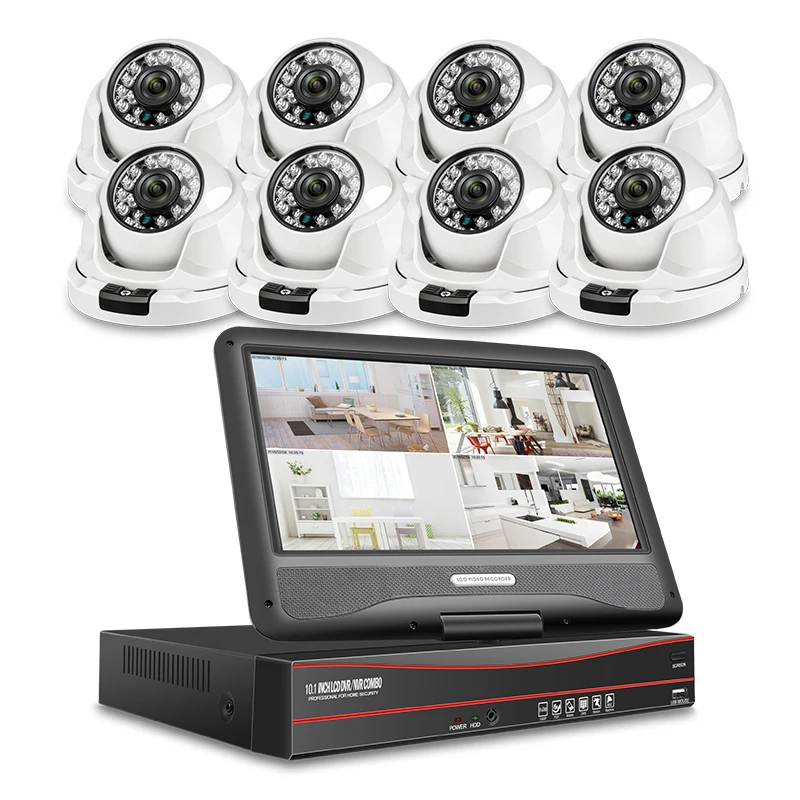 Techege 8CH 1080P POE NVR комплект с 10 1 ''ЖК монитором 2MP 3000TVL Водонепроницаемая PoE ip камера