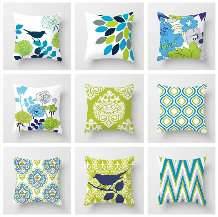 

Drop Ship Soft Velvet Green Leaves Cushion Cover 45X45cm Bird Geometric Pillow Cover Bedroom Sofa Decoration Pillow Cases