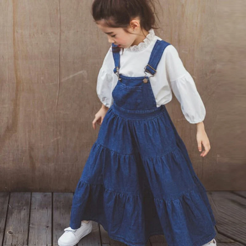 2018 Spring Clothes For Girls Long Sleeve White Blouses & Shirts + Denim Shirts Girls Clothing Set 4-14Y Kids Sets Costume Sale 2018 Spring Clothes For Girls Long Sleeve White Blouses & Shirts + Denim Shirts Girls Clothing Set 4-14Y Kids Sets Costume Sale