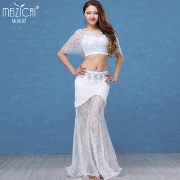

Girls stage performance belly dance clothes set Women belly dancing clothes sexy top&long skirt 2pcs suits T4058