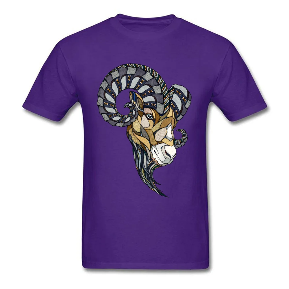 CasualDesign Short Sleeve Tops Shirts Lovers Day Funky Round Neck 100% Cotton Tee-Shirts Man Tshirts Ram Animal Poker  Ram Animal Poker purple
