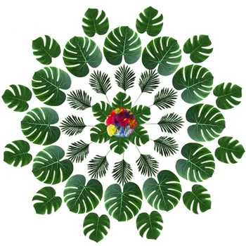 

1 Set Hawaiian Turtle Leaf Hibiscus with Rod Leaf and Flowers Diy Tropical Beach Outdoor Indoor for Wedding Table Decor