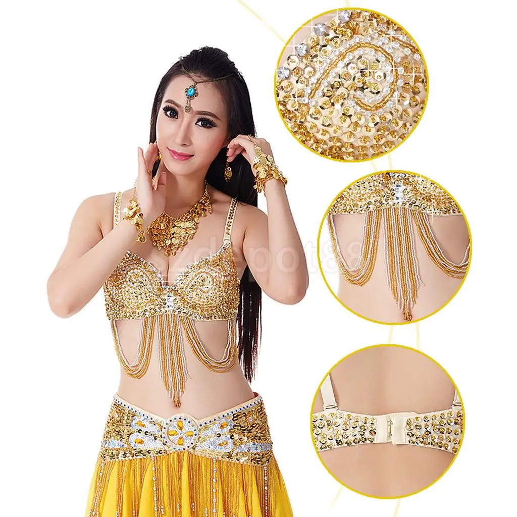 Stunning custom Belly dance bra with vintage Assuit and quality