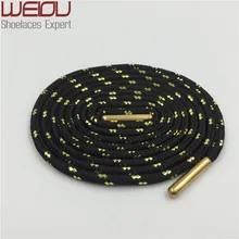Weiou Sports boot laces metallic Shiny Gold shoelaces white black round glitter Bootlaces fun Shoe laces Strings 125cm/49”