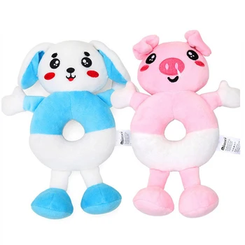 

Infant Baby cute animal anti-fall pillow cartoon powder pig puppy hand ring hand rattle with ball ball plush toyNew