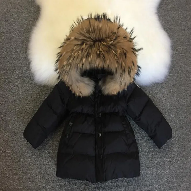 

2018 Winter Baby Girl Natural Fur Jacket Children Thickening Warm Down Coats Kids Outwear Clj050