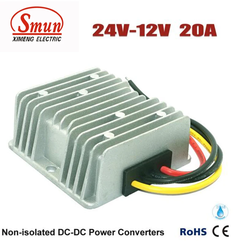 

24VDC to 12VDC 20A 240W DC-DC Converter and Car Power Supply With IP68 Waterproof