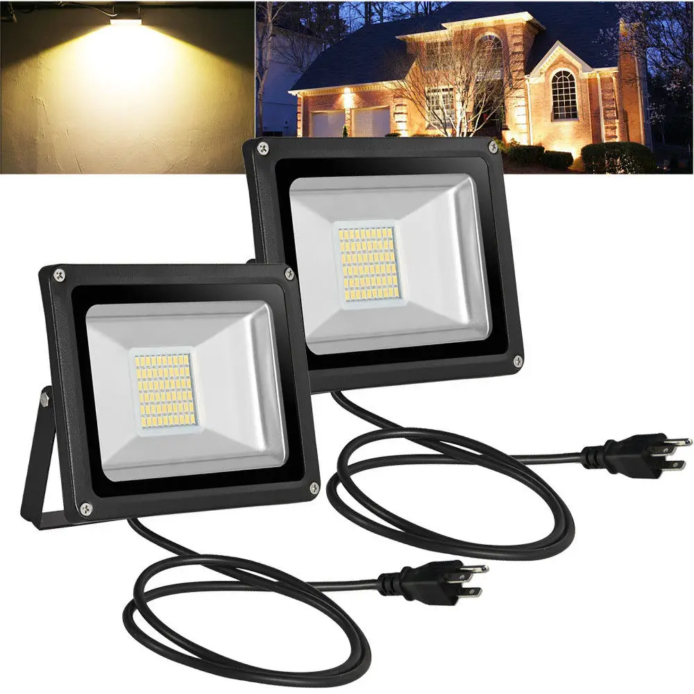 

2pcs 30W LED Flood Light Cool White with Plug 110V 220V Waterproof IP65