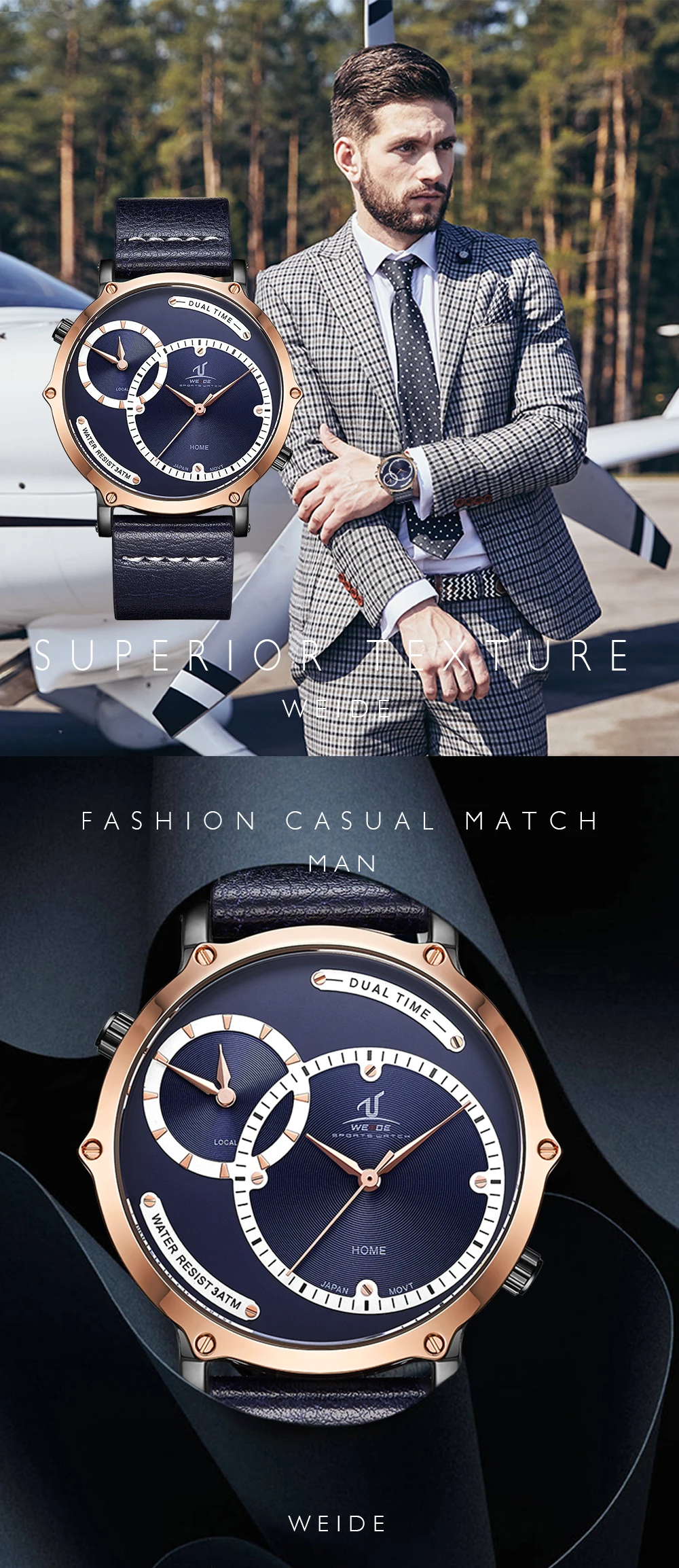 WEIDE, синий циферблат, кожаный ремешок, браслет, мужские наручные часы, цифровые кварцевые часы для мужчин, t, повседневный дизайн, Лидирующий бренд, Relogio Masculino