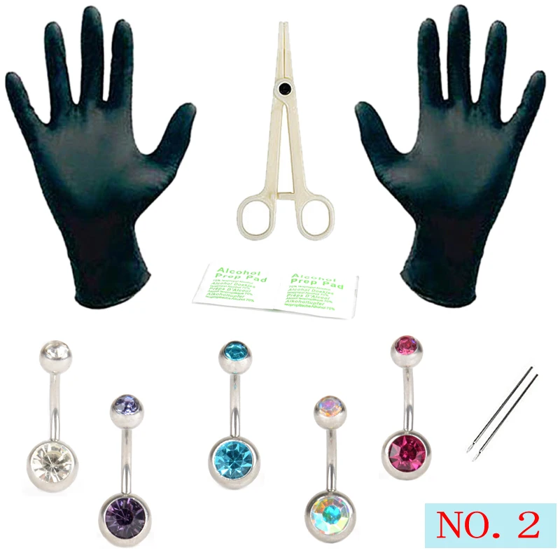 Shellhard 16G and 14G Body Piercing Tools Kit Navel Tragus Lip Nose