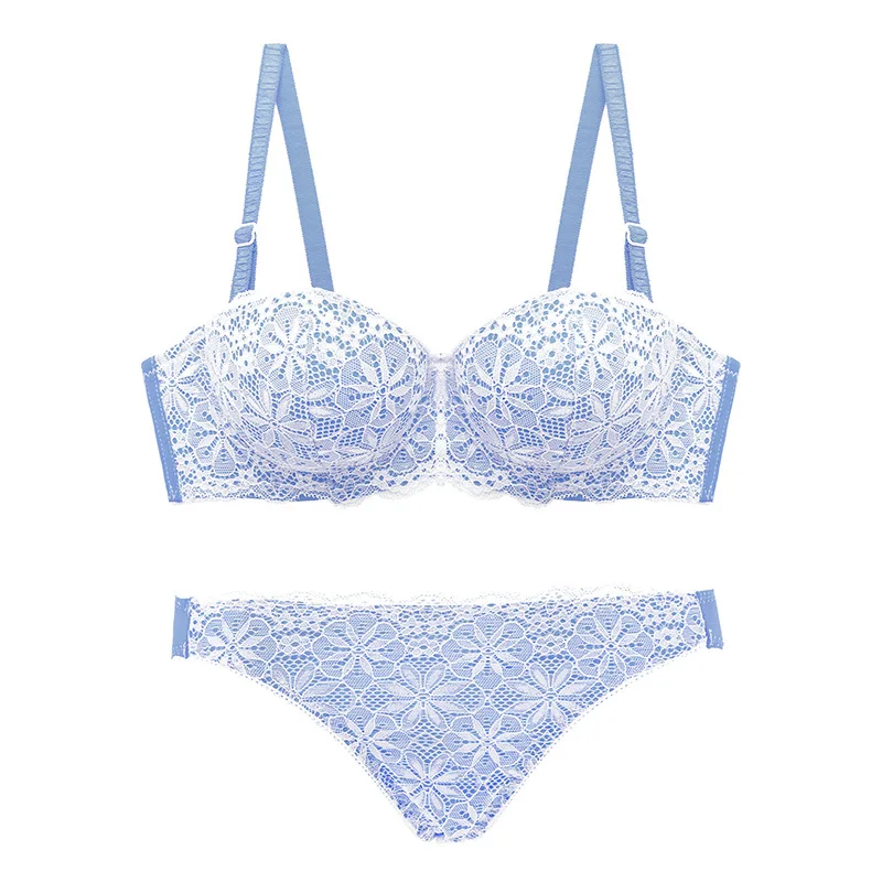 

GUMPRUN Sexy Charming Women Bra Set Lace Hook Flowers Half Cup Push Up Bra Set Underwear Women Fashion Comfort Sexy Lingerie Set