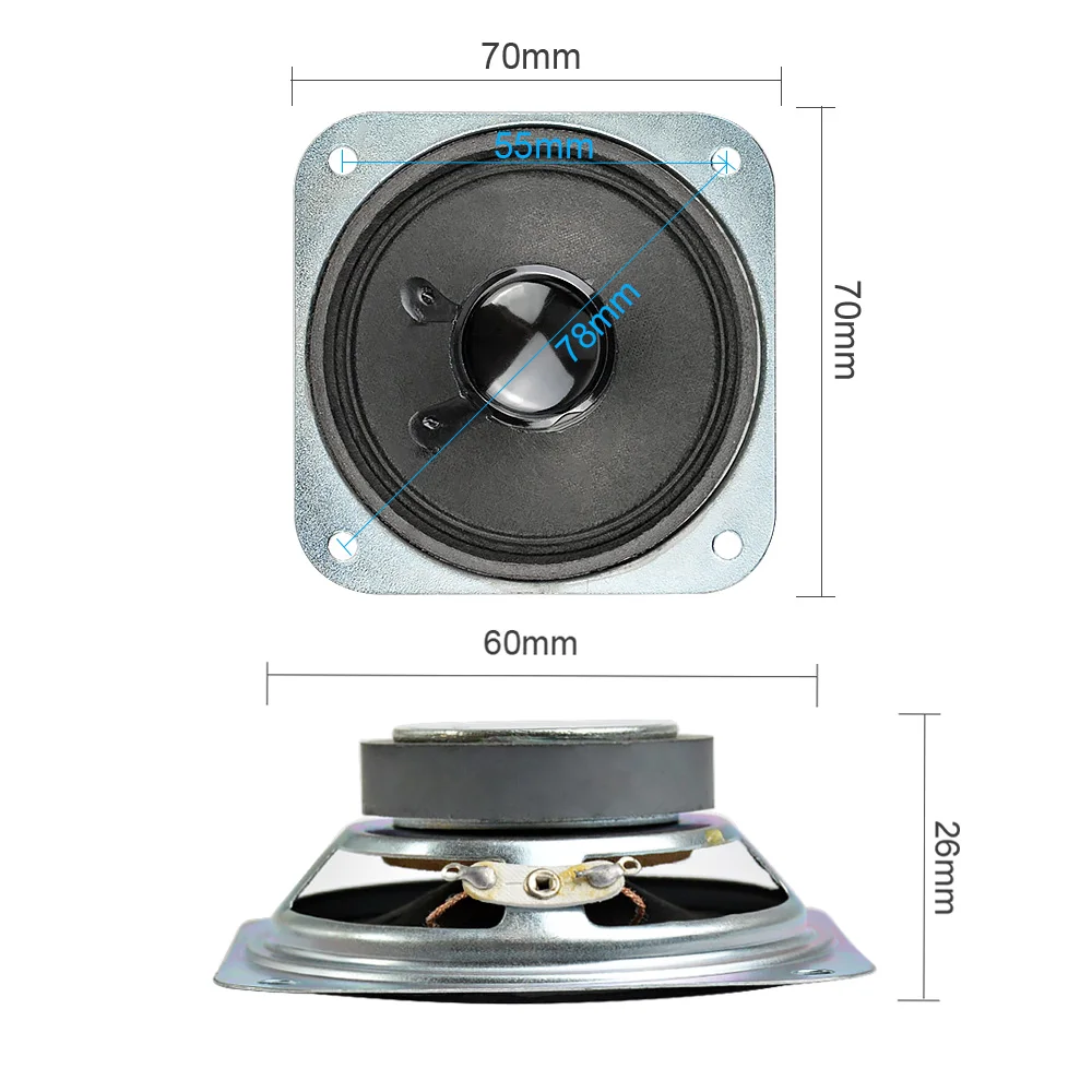 AIYIMA 2 шт 4 Ом 3 Вт аудио динамик 2,75 дюймов 70 мм полный диапазон твитер Altavoz квадратный громкий динамик DIY домашний кинотеатр звуковая система