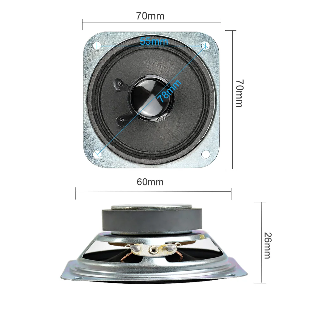 AIYIMA 2PCS 4ohm 3W Audio Speaker 2.75 inch 70mm Full Range Tweeter Altavoz Square loudSpeaker DIY Home Theater Sound System