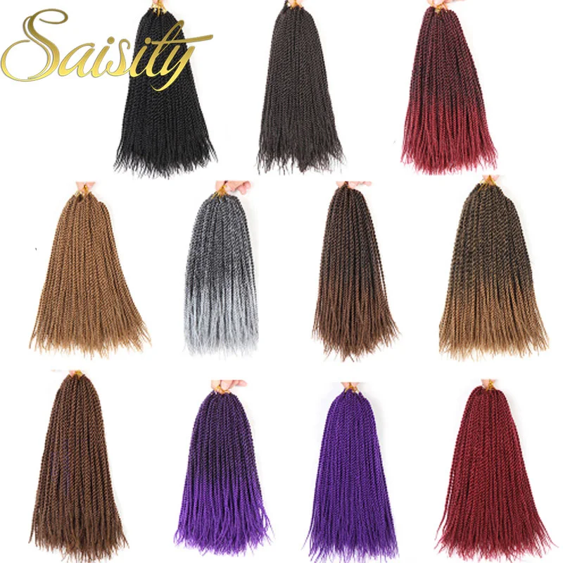 Saisity тонкие Сенегальские вязальные косы 30 прядей/упаковка 14 дюймов 18 Омбре