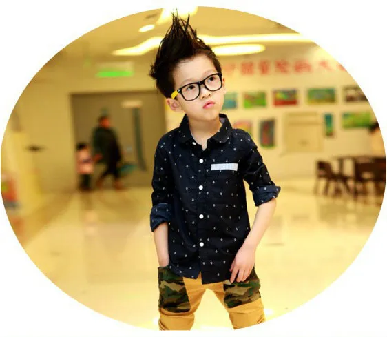 Children Clothing Мальчики Dot С Длинными рукавами Бренда Малыш Блузка Рубашки Школа для