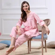 Летний хлопковый Пижамный костюм воротник кружева M5658