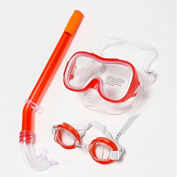 H447 детские плавательные очки набор для дайвинга, плавательные очки дыхательная трубка для подводного плавания Sambo оборудование - Цвет: red