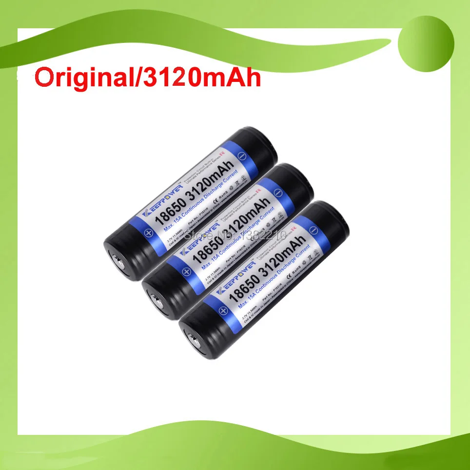10PCS/lot 100% Original Keeppower High End PROTECTION 3.7V 18650 3120mAh 15A Discharge LED Torch Battery | Электроника