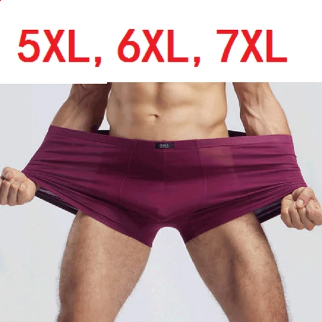 

5XL,6XL,7XL New fashion men's solid underwear bamboo fiber boxer shorts plus size wholesale 10pcs/lot