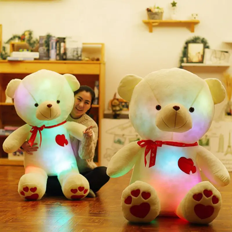 Светящийся Bluetooth 80 см креативный светящийся светодиодный плюшевый Набивная игрушка «Медведь» плюшевая игрушка красочный светящийся плюшевый мишка рождественский подарок для