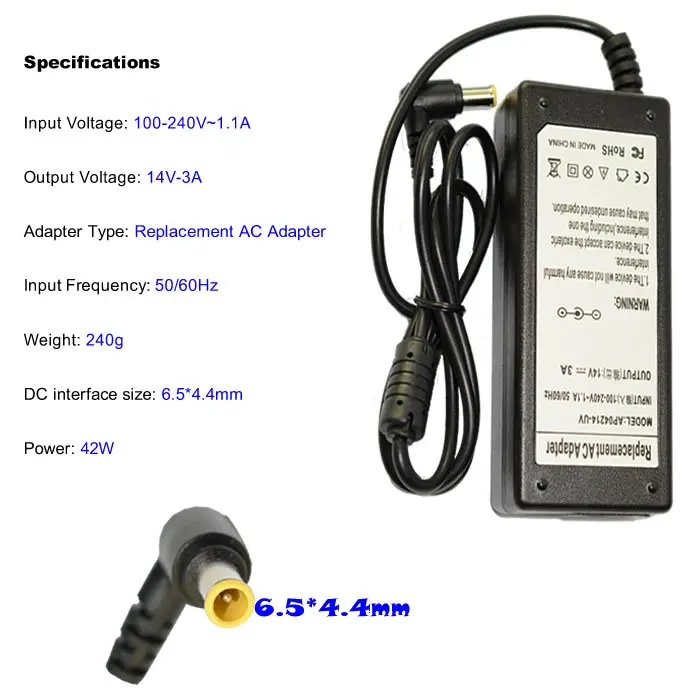JIGU 42W 14V 3A 6 5*4 4 MM Замена для Samsung ноутбука AC зарядное устройство адаптер питания