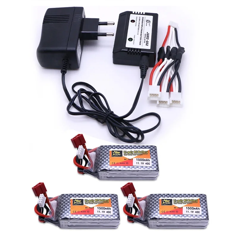 

LiPo Battery 11.1V 1500Mah 3S 40C MAX 60C T Plug with 3in1 Lipo Charger and Cable For RC Car Airplane boats Helicopter Parts 3S