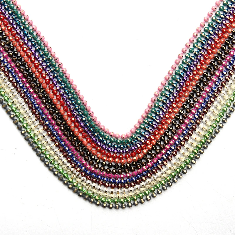 

10M/pack 1.5mm Copper Ball Beads Chains Bulk Round Faceted Beads Link chains fit Womens Jewelry Bracelets Necklace Making F3630