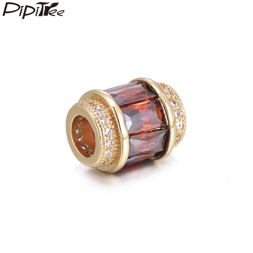 Роскошные розовые красные циркониевые Европейские Бусины Pipitree подвеска для