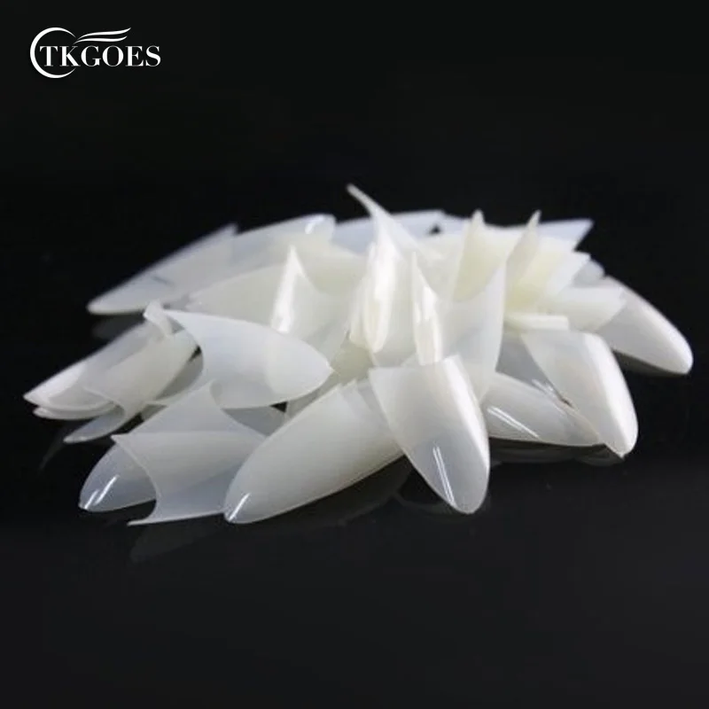 

TKGOES 500pcs Stiletto Point Shape Nail Tips Acrylic False French Nail Art Tips UV Gel Makeup 10 Sizes NATURAL