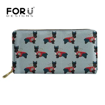 

FORUDESIGNS Casual Women PU Leather Wallet Scottish Terrier Pattern Brand Coin Purse for Female Card Holder Long Clutch Pocket