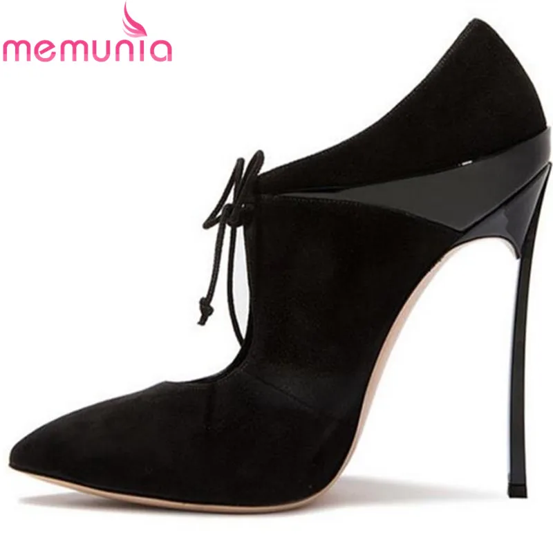 

MEMUNIA 2018 new arrive women pumps fashion lace-up pointed toe spring autumn single shoes elegant ladies office shoes