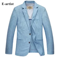 2016 leinen zwei button herren blazer frühling sommer der dünnen männer jacken plus größe beige blau terno masculino herbst männer dünne mantel