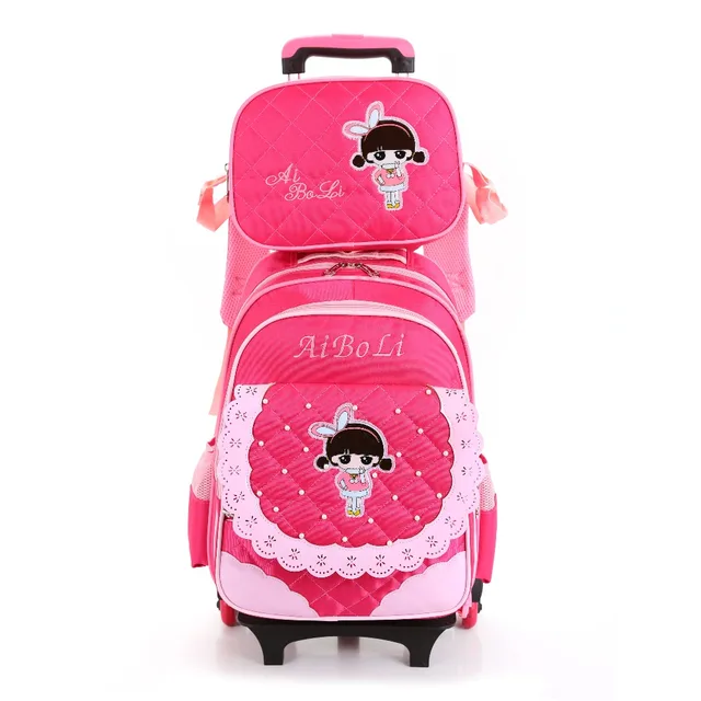 Kids girls Trolley Schoolbag Luggage Book Bags Backpack Latest