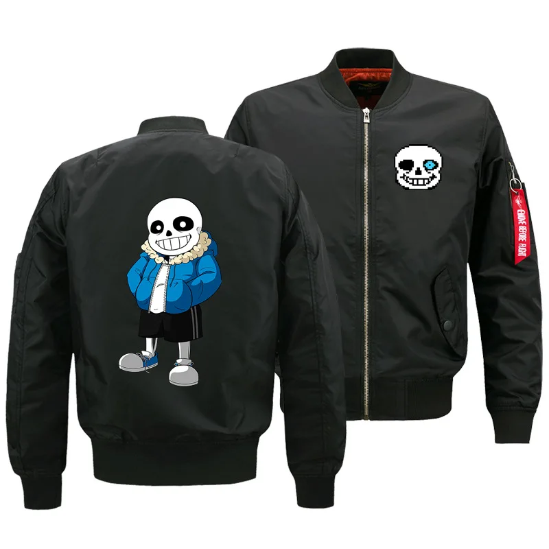 

US/EU Size Men's Bomber Jackets Japanese Anime Undertale sans Papyrus/Papy printed Zip up Coats Hip Hop Thick Outerwear Clothes