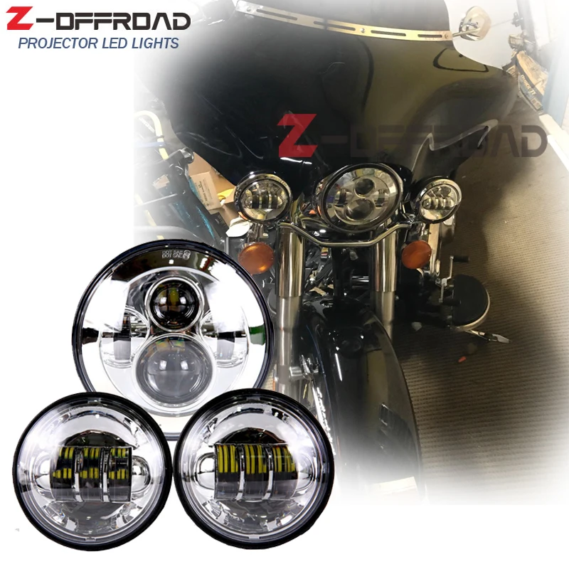 For 2005 Road King head light set 7" LED plug&play motorcycle headlight